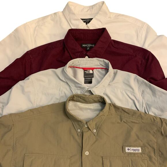 Lot of 4 Mens Shirts Long Sleeve Medium Button Front J. Crew North Face Columbia - Picture 1 of 16